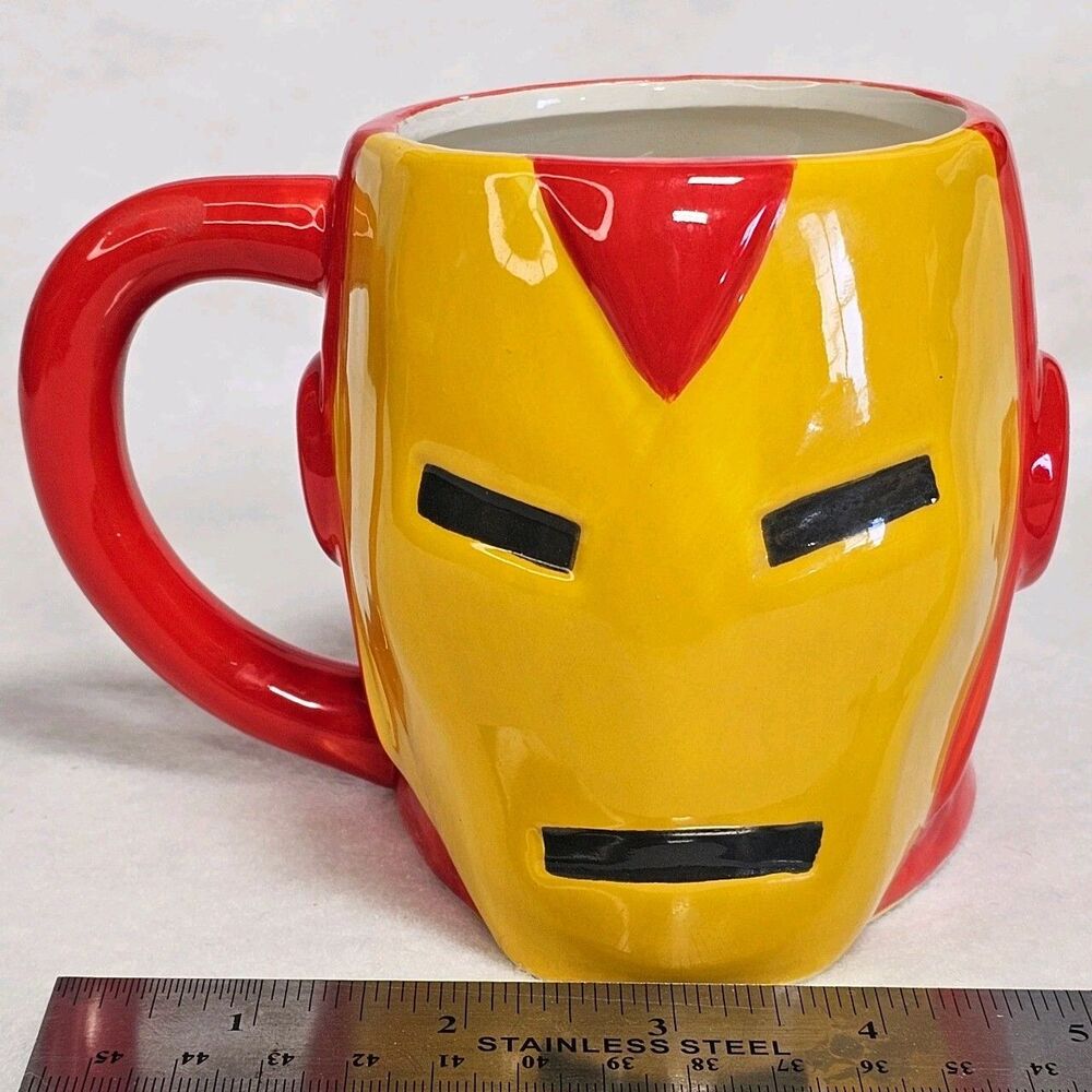Marvel Iron Man Shaped Coffee Cup 3-D Mug Red & Yellow Ceramic